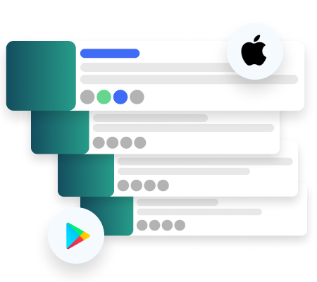 Illustration of App Store and Play Store review feeds