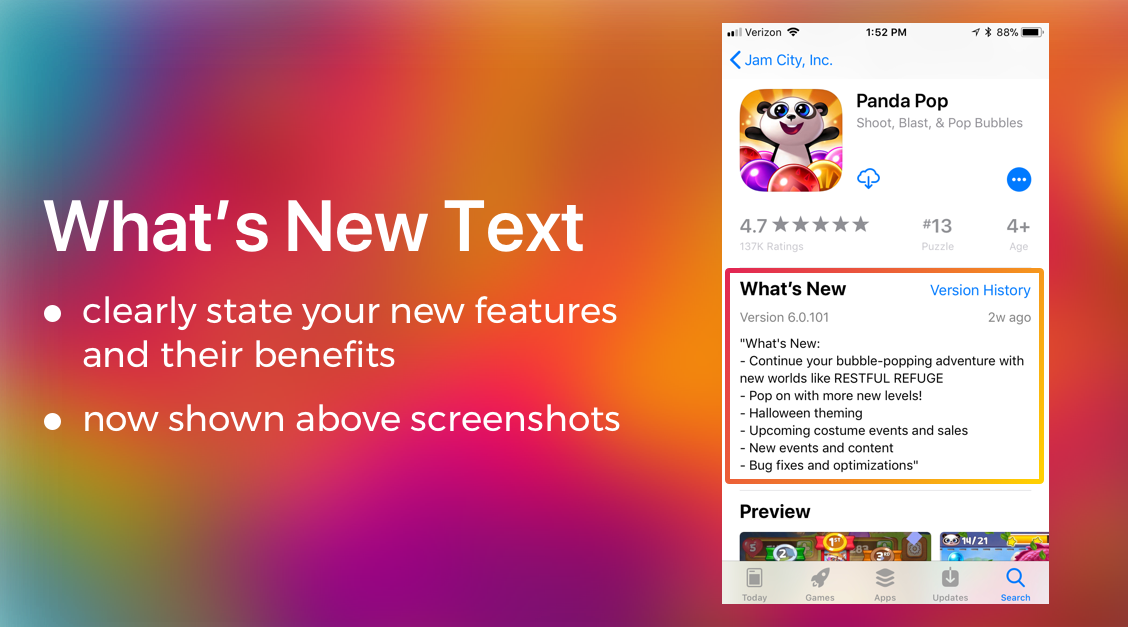 What's New Text Update | ASO App Update | The ASO Project Blog | App Optimization Company