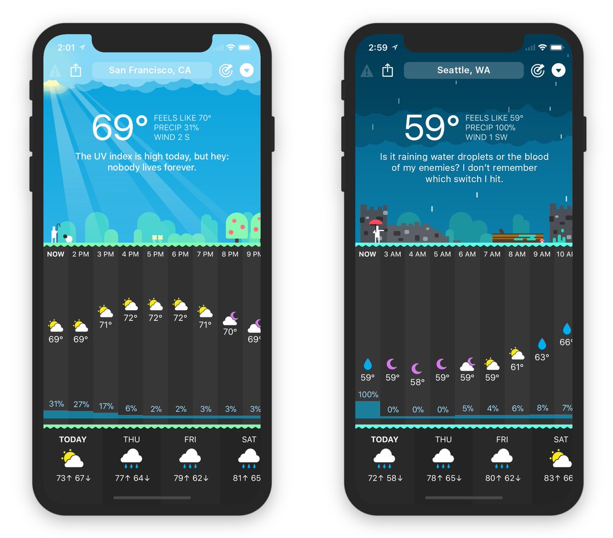 Carrot Weather App | iPhone X app UI design | The ASO Project