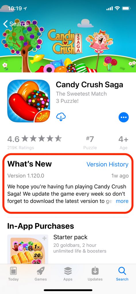 Leveraging Apple's What's New text for ASO | Candy Crush Example | App Store Optimization Blog