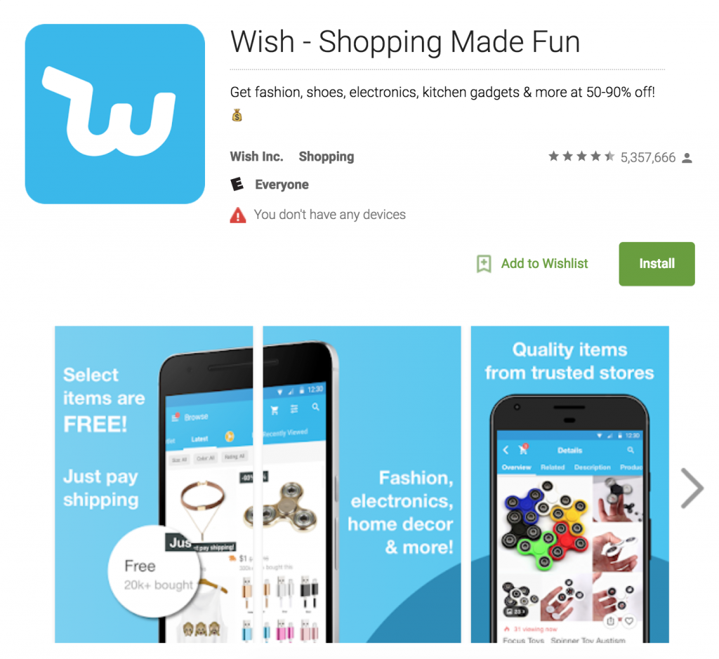 Wish App | Ecommerce App Store Optimization | ASO for ecommerce | m-commerce apps | The ASO Project Blog